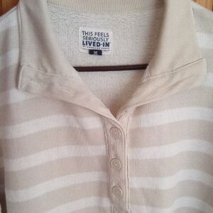 American Eagle Outfitters Beige and White Striped Sweatshirt